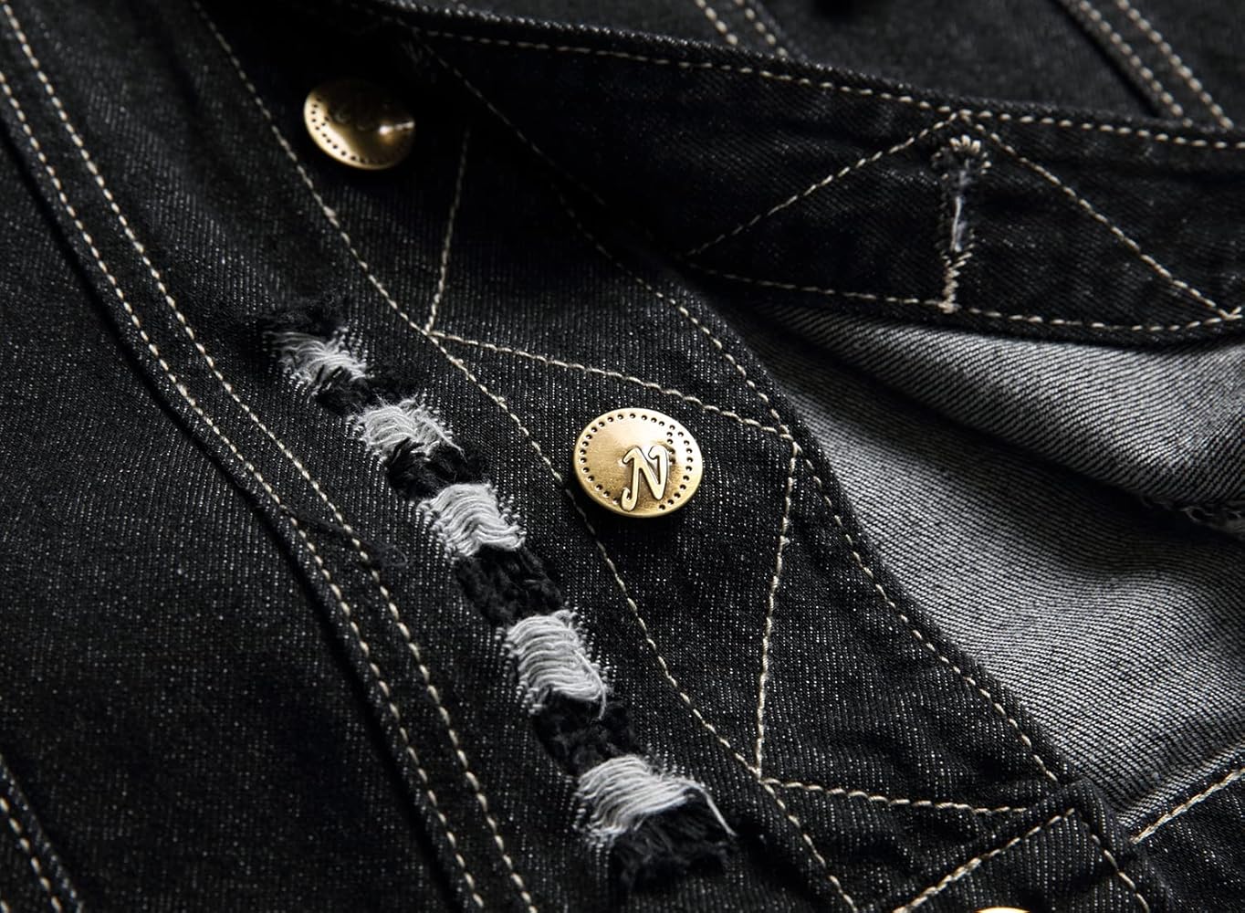 JUDIGODR Denim Vest Men Lapel Sleeveless Slim Fit Retro